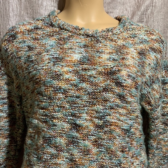 Universal Thread Short Chunky Sweater Cream Brown Green M Pullover - Picture 3 of 16
